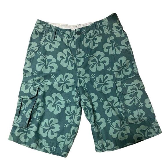 NWT J, Khaki Turquoise Floral Girls' Floral Shorts Size 14 - Picture 1 of 2